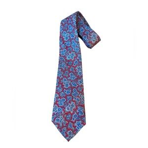 Christian Dior Red and Blue Paisley Silk Tie